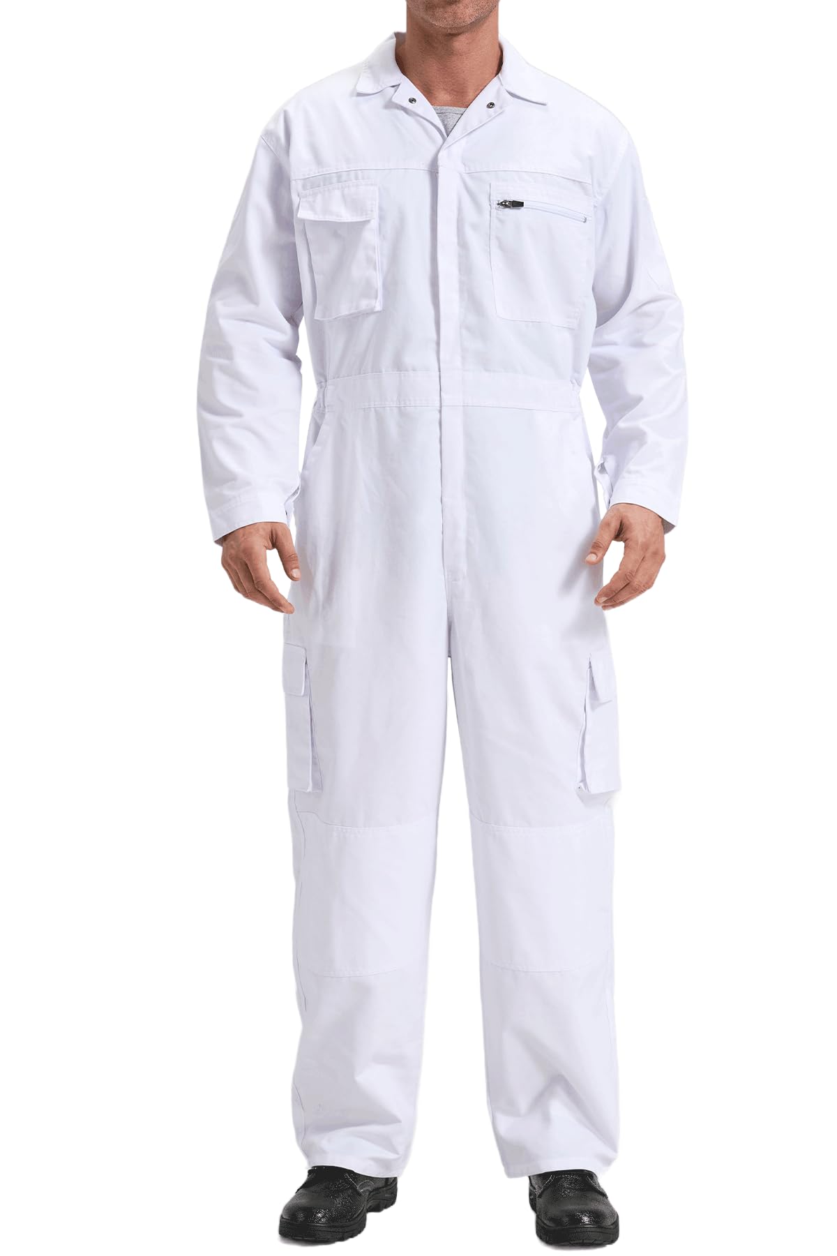 Combinaison de Travail pour Homme Salopette Mecanicien Cotte de Travail, Blanc, S