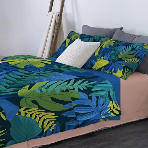 Housse de couette 3D imprimé feuilles avec fermeture éclair pratique - 6