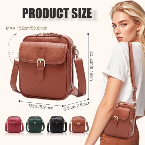 Forcipower Crossbody Leather Bags for Women, Vegan Anti Theft Side Purse Shoulder, Retro Soft Handbags with Built In Wallet2