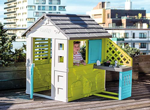 51mu bw9ioL Smoby - Maison Pretty + Cuisine d'Eté - Cabane de Jardin Enfant - 2 Fenêtres avec Persiennes + 17 Accessoires - 810711