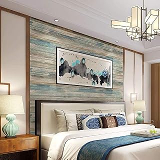 practicalWs 24''×118'' Blue Distressed Wood Wallpaper Self-Adhesive Peel and Stick Contact Paper Removable
