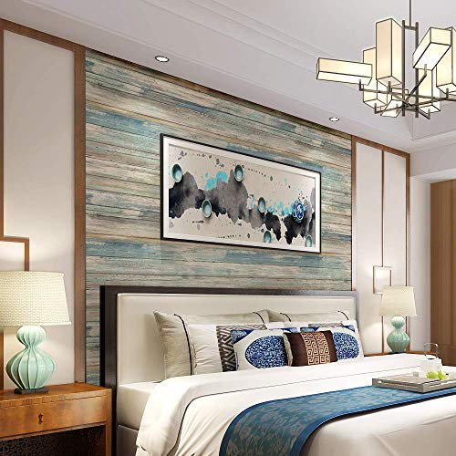 practicalWs 24''×118'' Blue Distressed Wood Wallpaper Self-Adhesive Peel and Stick Contact Paper Removable