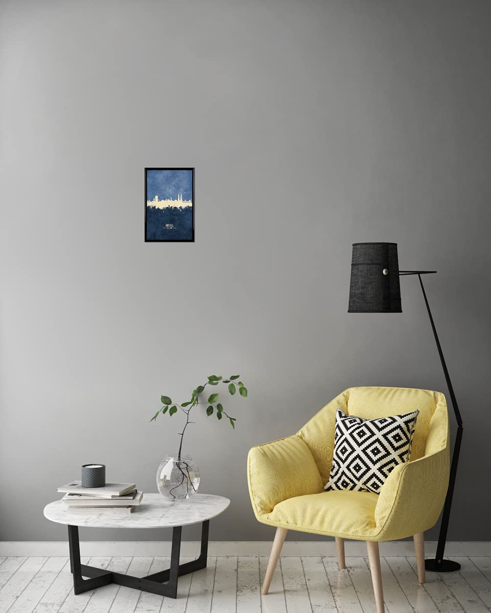 artboxONE Poster mit schwarzem Rahmen 90x60 cm Städte Kassel Germany Skyline Navy - Bild Kassel Cityscape Deutschland