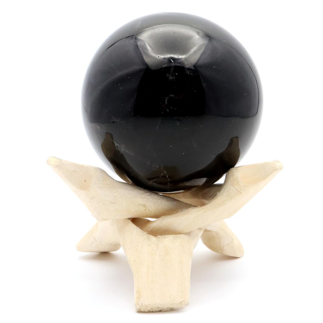 黒水晶　台座付き Amazon.co.jp: モリオン 黒水晶 丸玉 木製台座付き 直径 76mm 山東省産