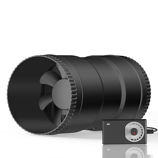 Hon&Guan 6 Inch Inline Booster Duct Fan with Speed Controller - 345 CFM Airflow with 19.2W Ultra-Low Power and Low Noise