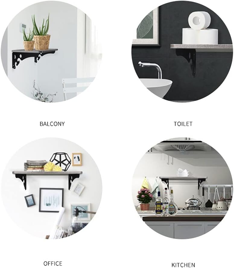 Zanotva 2pcs Shelf Brackets, Creative Wall Floating Metal Iron Triangle Shelf Brackets, Wall Mounted Floral Shelf Brackets(150x150mm/5.9x5.9in)