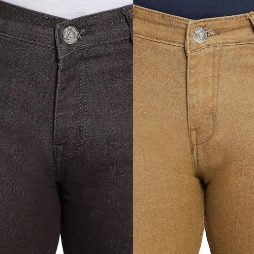 Image of DAIS Men's Stretchable Slim Fit Mid Rise Jeans, Pack of 2, (Combo of 2 Jeans)
