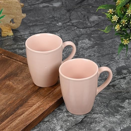 Image of QIMACPLUS Premium Ceramic Coffee Tea Cups Mugs Best Gift for Family Pink Colour (300 ML, Microwave Safe, Dishwasher Safe) (4)