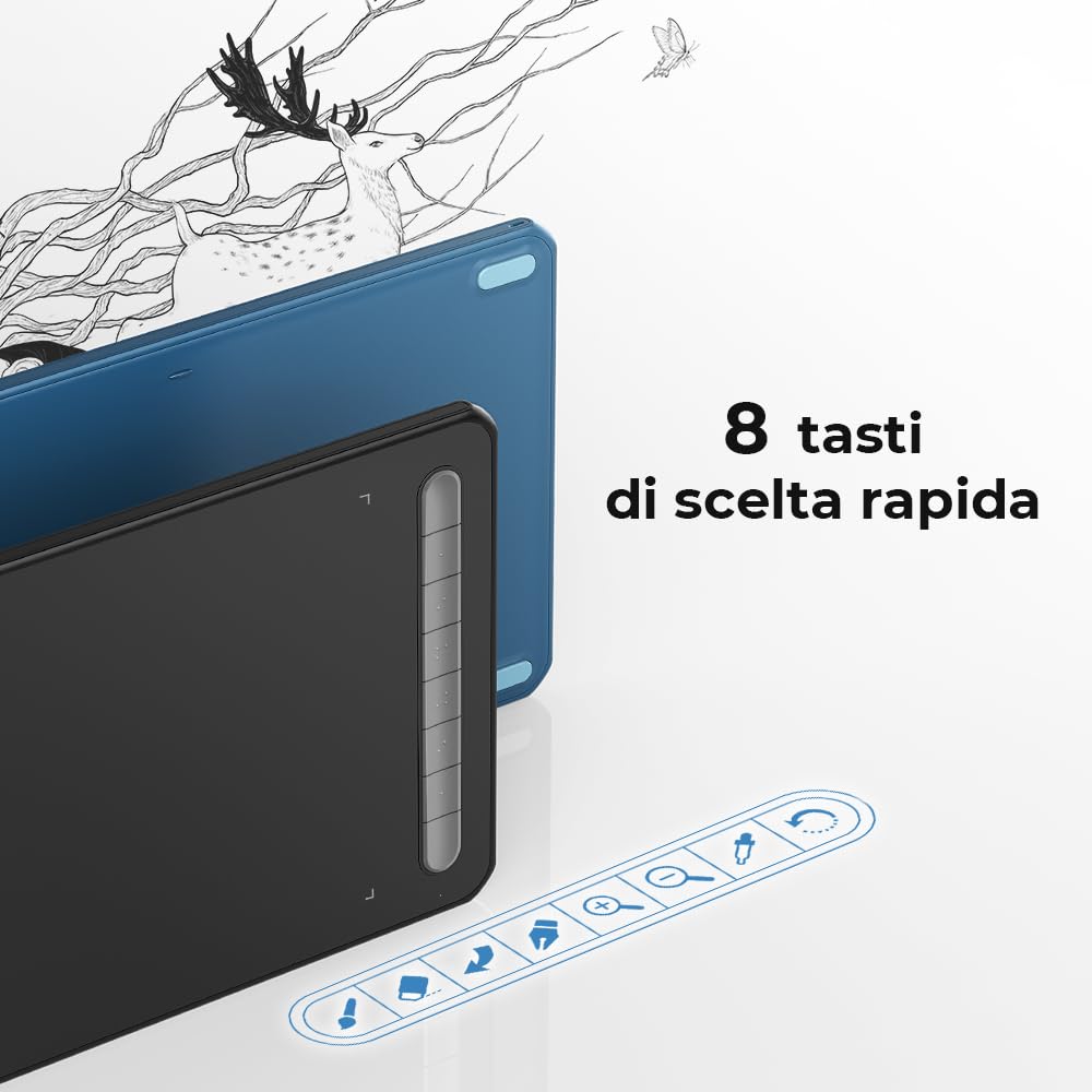 XP-PEN Deco MW Tavoletta grafica Bluetooth, 8"x5" Wireless con X3 Smart Chip, 60° Tilt con penna senza batteria, per disegnare, home office ed e-learning (nero)