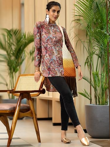 Image of Printed Silk Blend Straight Kurti Suit