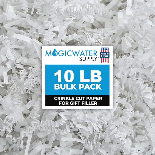 MagicWater Crinkle Cut Paper for Gift Baskets - 10LB - White - Perfect for Shredded Paper Filler Basket Filler Gift Boxes Bridesmaid Gifts Christmas Stuffers & More Ideal for All Occasions