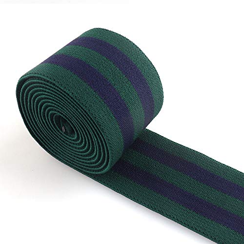 38mm/1.5“ Nylon Soft Elastic Striped Webbing Green Navy Blue Elastic Ribbon Strap Elastic Band Garment Accessories Waistband Sewing by The Yards