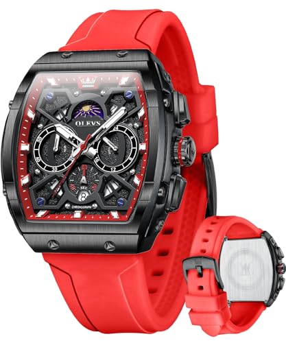Image of OLEVS Watches for Men Business Diamond Moon Phase Male Watch Chronograph Fashion Dress Waterproof Date Analog Quartz Waterproof SiliconeMen Wrist Watch