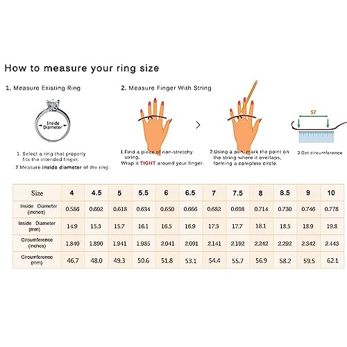 Diya 1Ct Moissanite 3 Stone Engagement Ring For Women Sterling Silver Moissanite Diamond Three-Stone Wedding Ring Promise Proposal Rings Anniversary Valentine's Day Gift For Bridal Wife Girlfriend,7 #TOP6
