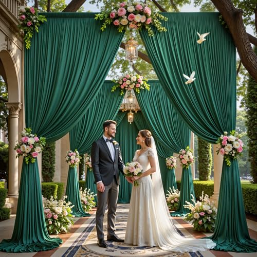 Cortinas de fondo verde hunter 10x12ft, 2 paneles miniatura 7