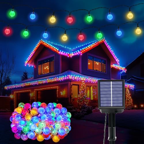 Chaîne lumineuse extérieure solaire 100 LED 8 modes lumières solaires extérieures IP65 étanche 18 m lumières de jardin énergie solaire pour fête,...