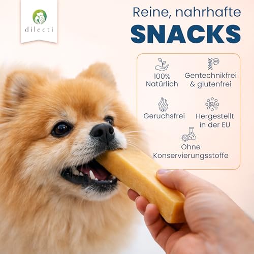Dilecti Natürliche Käse Kauknochen für Hunde - Sehr Schmackhafte, Harte und Haltbare Natürliche Kauknochen Werden Ihren Hund für Eine Weile Beschäftigen. (Größe S, 5er-Pack) 5