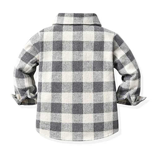 Toddler Kids Spring Jacket Boy Girl Plaid Long Sleeve Lapel Button Shacket with Pocketed Casual Flannel Shirt Coat4