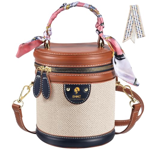 Image of 2025 Colorblock Bucket Bag for Women,Retro Crossbody Bags for Women Female PU Leather Color Contrast Cylinder