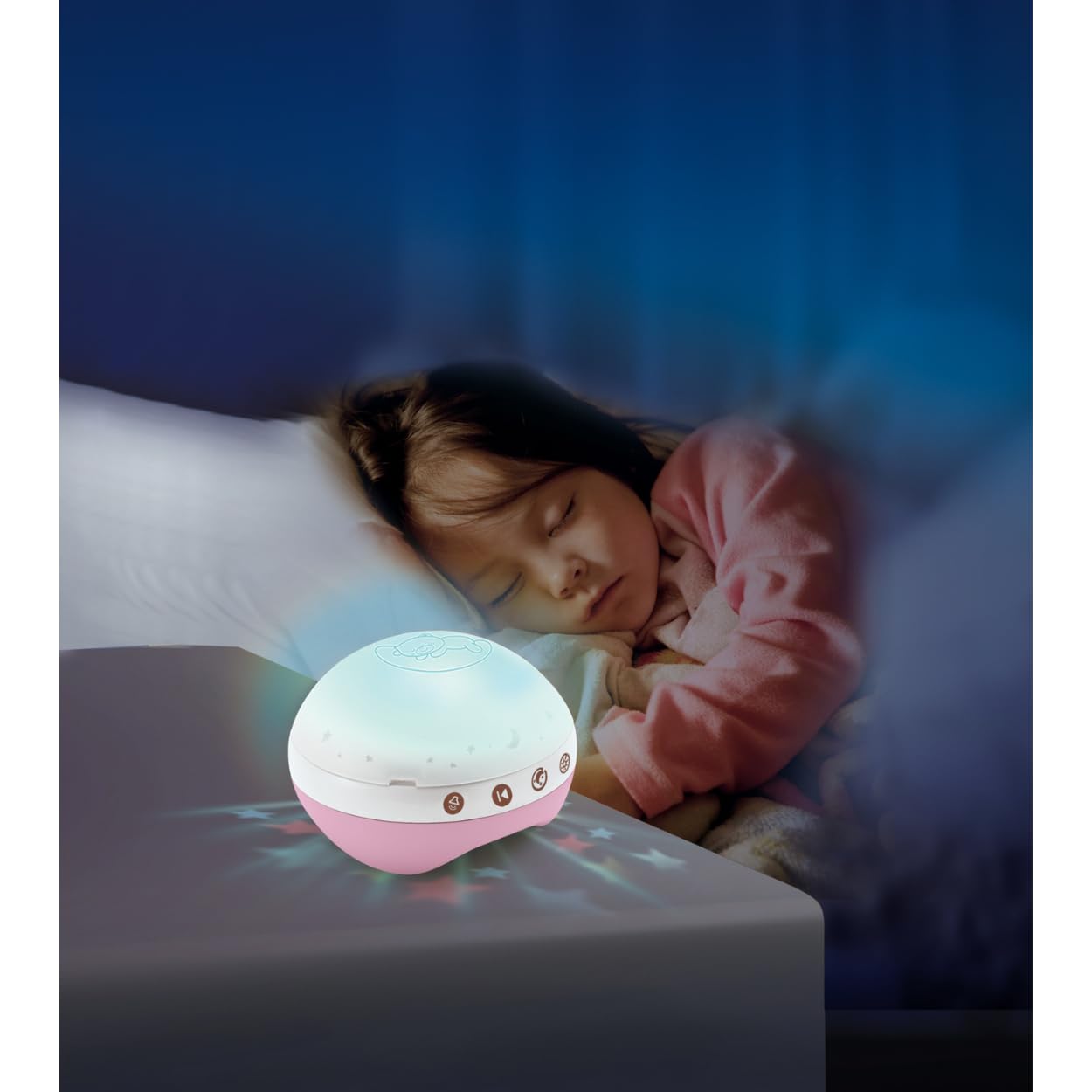 INFANTINO 3-in-1 Projector Musical Mobile, Convertible Mobile, Table & Cot Light Projector with Wake-Up Mode to Simulate Daylight, Includes 6 Melodies & 4 Nature Sounds, Rose