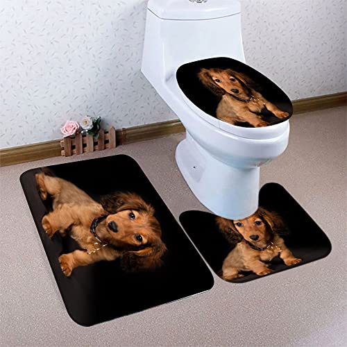 Badematte Dackel Hund Badematten Set rutschfest Waschbar Badgarnitur 3teilig - WC Deckelbezug U-förmigen Contour… – Bild 7