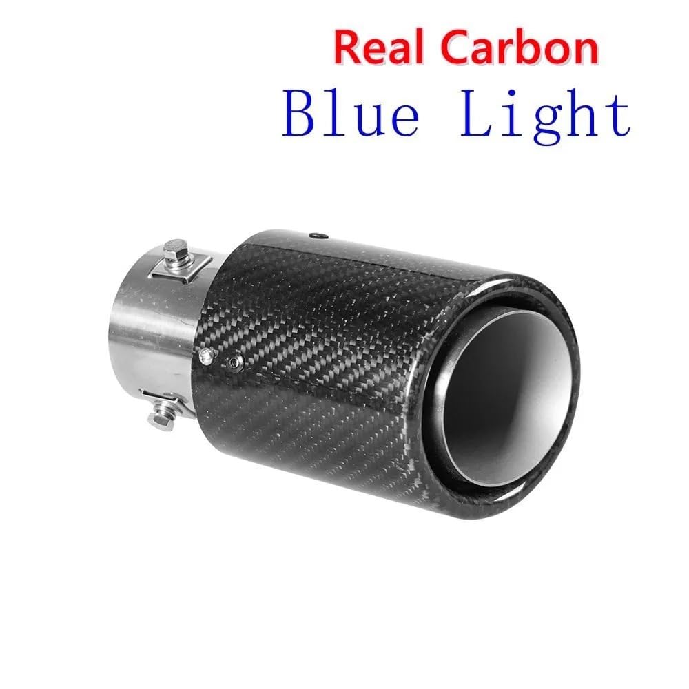 Vehicle Silencer Zmodyfikowana końcówka tłumika wydechowego samochodu Wylot czerwonego/niebieskiego światła Rura wydechowa Tłumik tylnej części gardła Tłumik do Samochodu(Real Carbon Blue J)