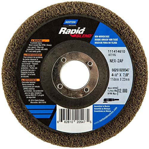 Norton 66261020547 4-1/2x7/8 In. Bear-Tex Rapid Blend NEX AO Fine Grit Non-Woven Depressed Center Discs, 10 pack