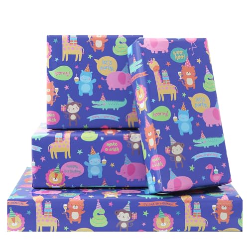 Papier cadeau flamant rose lot de 6 feuilles pliées 50x70 cm pour fête d'enfants