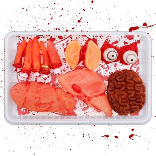TECHEEL Halloween Blut Requisiten Gefälschte Blutige Körperteile Horror Abgetrennte Körperteile Gebrochene Körperteile Halloween Requisiten Für Haunted House Party Supplies Blutige Leichenteile