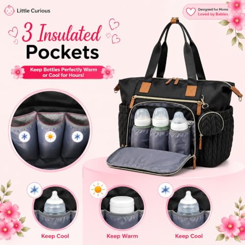 Image of Baby Diaper Bag | Diaper Bag for Mothers For Travel | Baby Bags For Mothers Carry | Baby Diaper Bag For Mother For Travelling |Quilted Lugguage Nappy Handbags