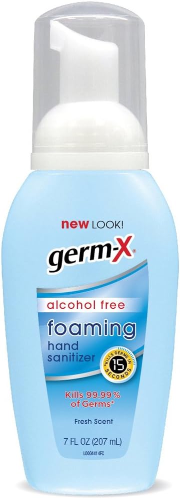Germ-X Alcohol-Free Foaming Hand Sanitizer with Pump, Fresh Scent, 7 Fluid Ounce