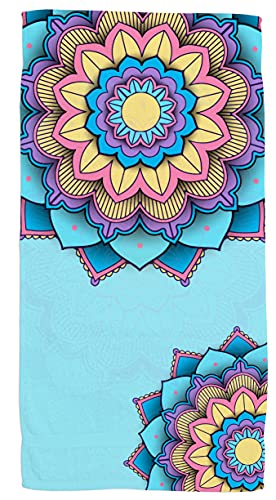 Toalla diseño de Mandala para Playa, Piscina, Camping, Ducha, Material Suave y Resistente, Colores intensos y Bonitos. Toalla de Deporte para Yoga, Gimnasio (Mandala 1, 30x50)