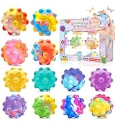 12 Pcs Pop Stress Ball Fidget Toys, 3D Push Bubbles Silicone Sensory Bubbles Balls for Kids, Sens...
