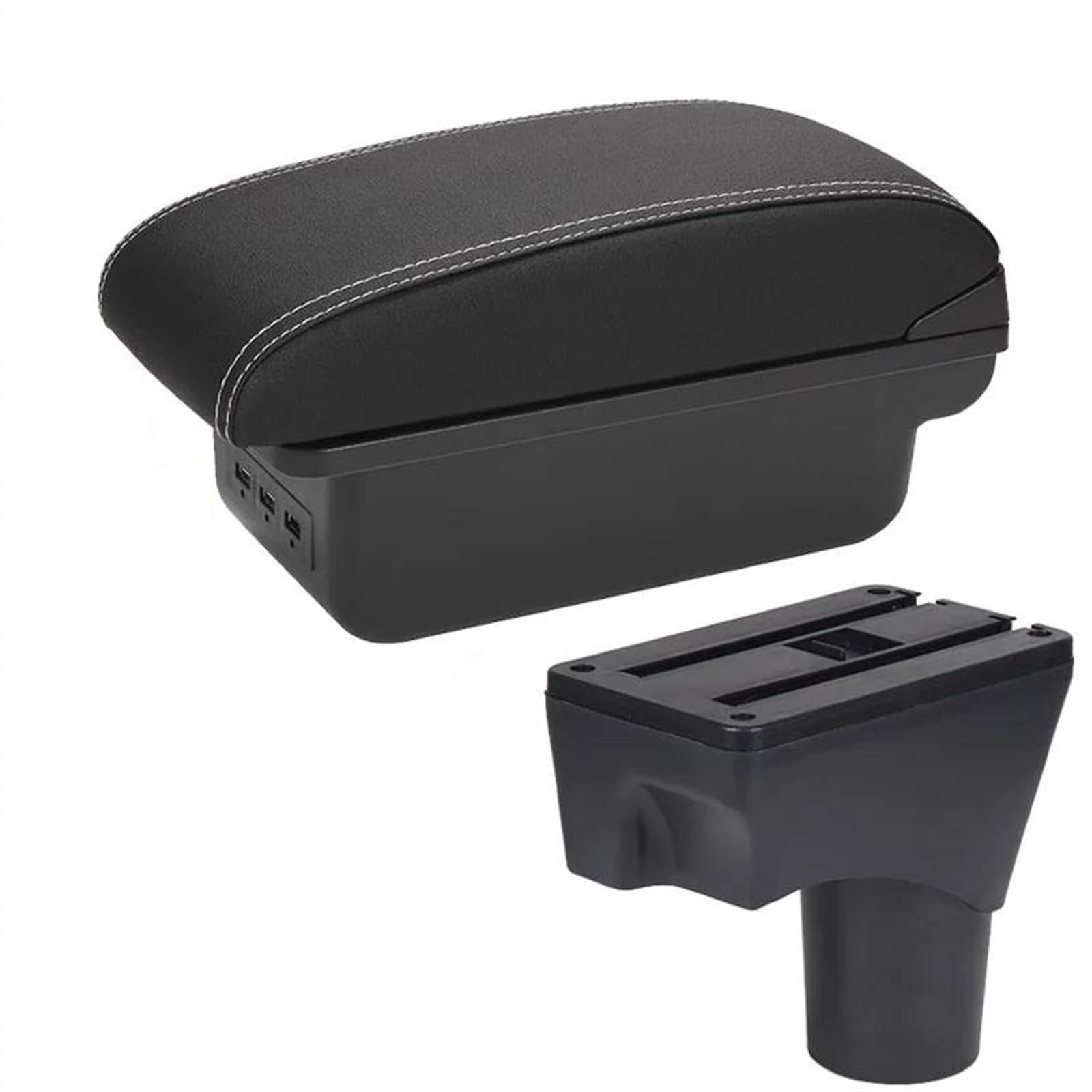 NMJLQW Storage Rack Car Accessories Center Console Arm Armrest Storage Box For March For Micra K13 MK4 IV For Sunny 2010-2022(B3 Black white 3USB)