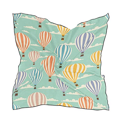 FANTAZIO Pañuelo colorido de dibujos animados con diseño de globo aerostático, ligero, a la moda, bufanda y envoltura para la cabeza para niñas, forma cuadrada, multicolor, Talla única