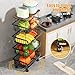 Gsiekare Fruit Vegetable Basket for Kitchen, 5 Tier Stackable Fruit Vegetable Storage Baskets with Wheels, Metal Wire Storage Basket Organizer Baskets for Kitchen, Pantry, Bathroom