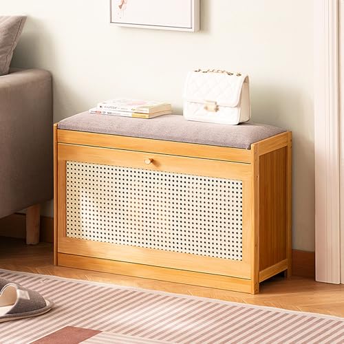 Schuhbank mit gepolstertem Sitzkissen – Holz-Eingangsbereich für...