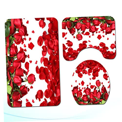 HANABASS 4-Teiliges Badematten-Set Teppich Badezimmermatte Duschvorhang Toilettenmatte Toilettenbodenmatten-Set… – Bild 5