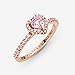 PANDORA Sparkling Pink Elevated Heart Ring - Rose Gold Ring for Women - Layering or Stackable Ring - Gift for Her 14k Rose with Cubic Zirconia - Size 6 - With Gift Box
