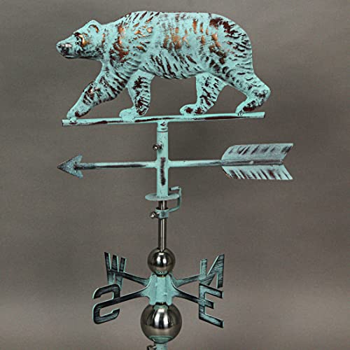 Things2Die4 Verdigris Copper Bear Tabletop Weathervane Home Garden Decor W/Optional Fence Mount #TOP6