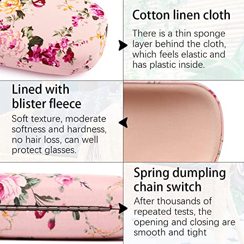 Image of Glasses Case Hard Shell Eyeglass Case for Women Fabrics Floral Retro Spectacle Case Box Portable