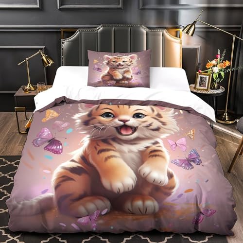 Housse de couette tigre 3D parure de lit 3 pièces garçon et fille - 3