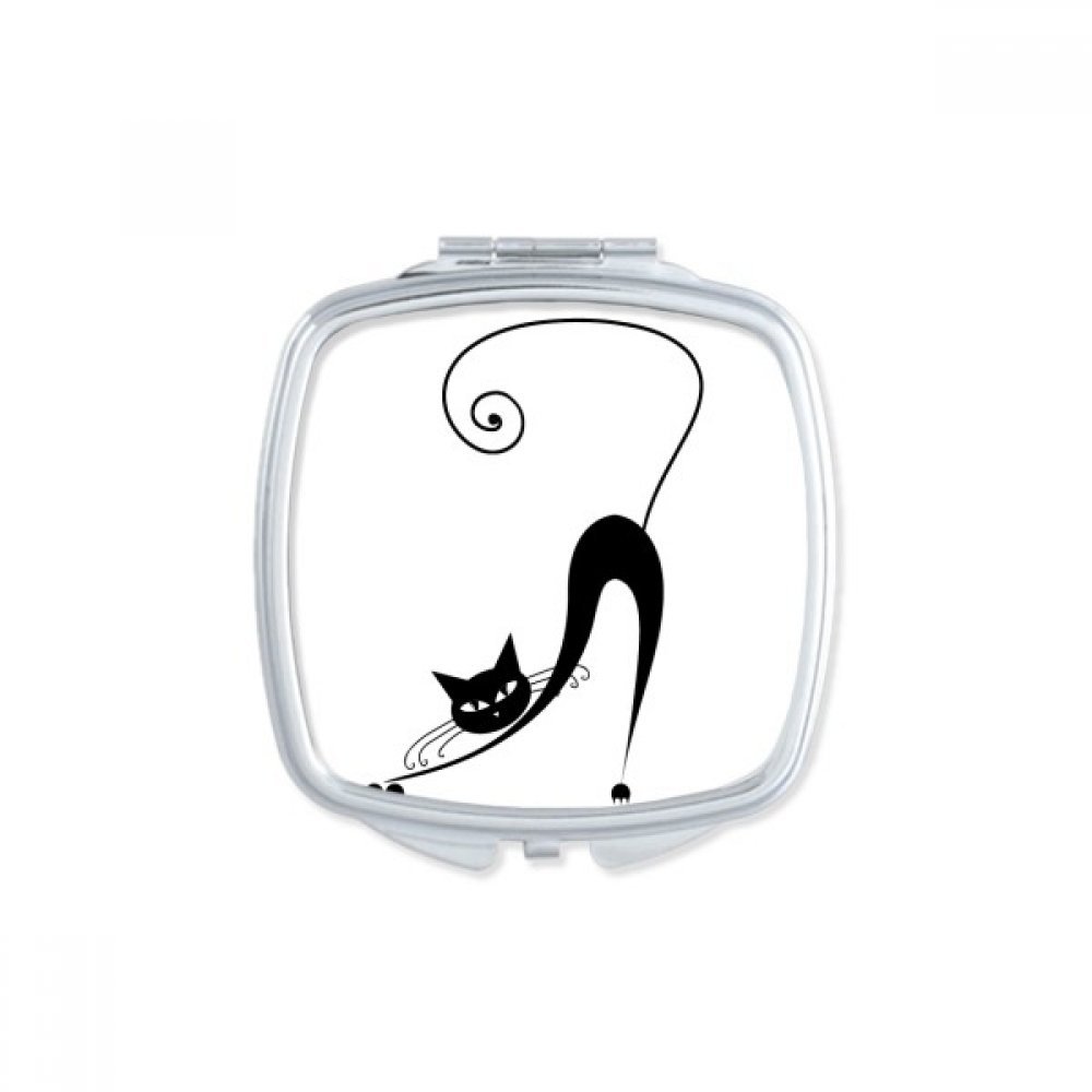 Miroir compact de poche chat noir pour maquillage en soirée Halloween