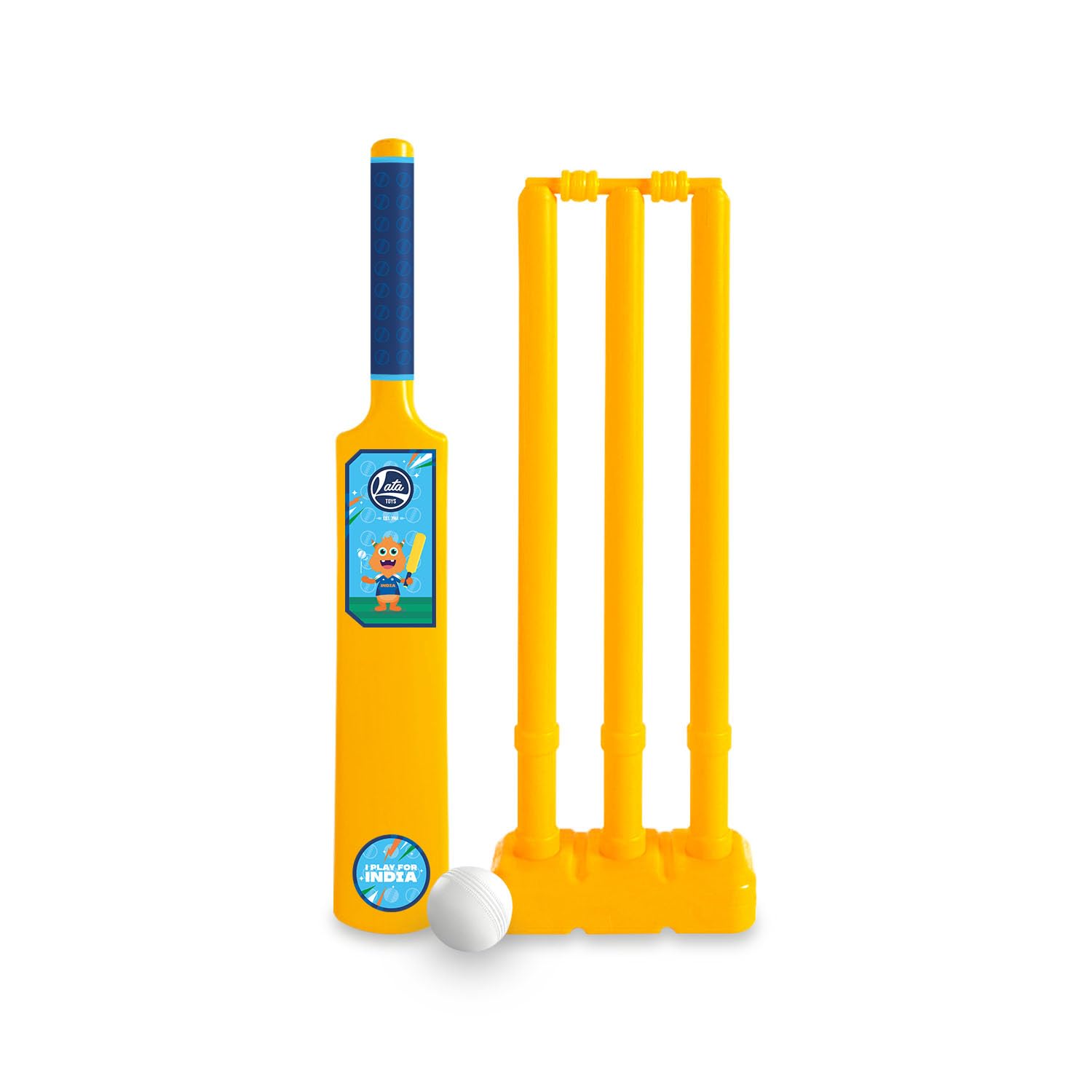 Lata Toys Howzzat Senior Cricket Set for 1 Bat, 1 Ball, 3 Stumps, 1 Bail & 1 Base | Lightweight Outdoor Play Cricket Kit for Boys & Girls | Fun Sports Toy for Garden, Park & Beach Play Yellow-image-9