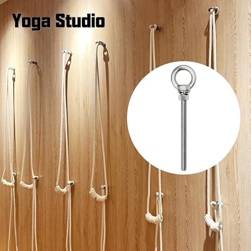 Image of 8 Sets M12 x 150mm 304 Stainless Steel Eye Bolt Heavy Duty Shoulder Lifting Ring Threaded Eyebolts with Nuts Washers (8, M12 x 150 mm)