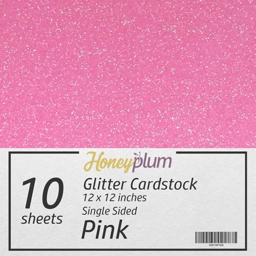 Pink Glitter Cardstock - 10 Sheets Premium Glitter Paper - 12