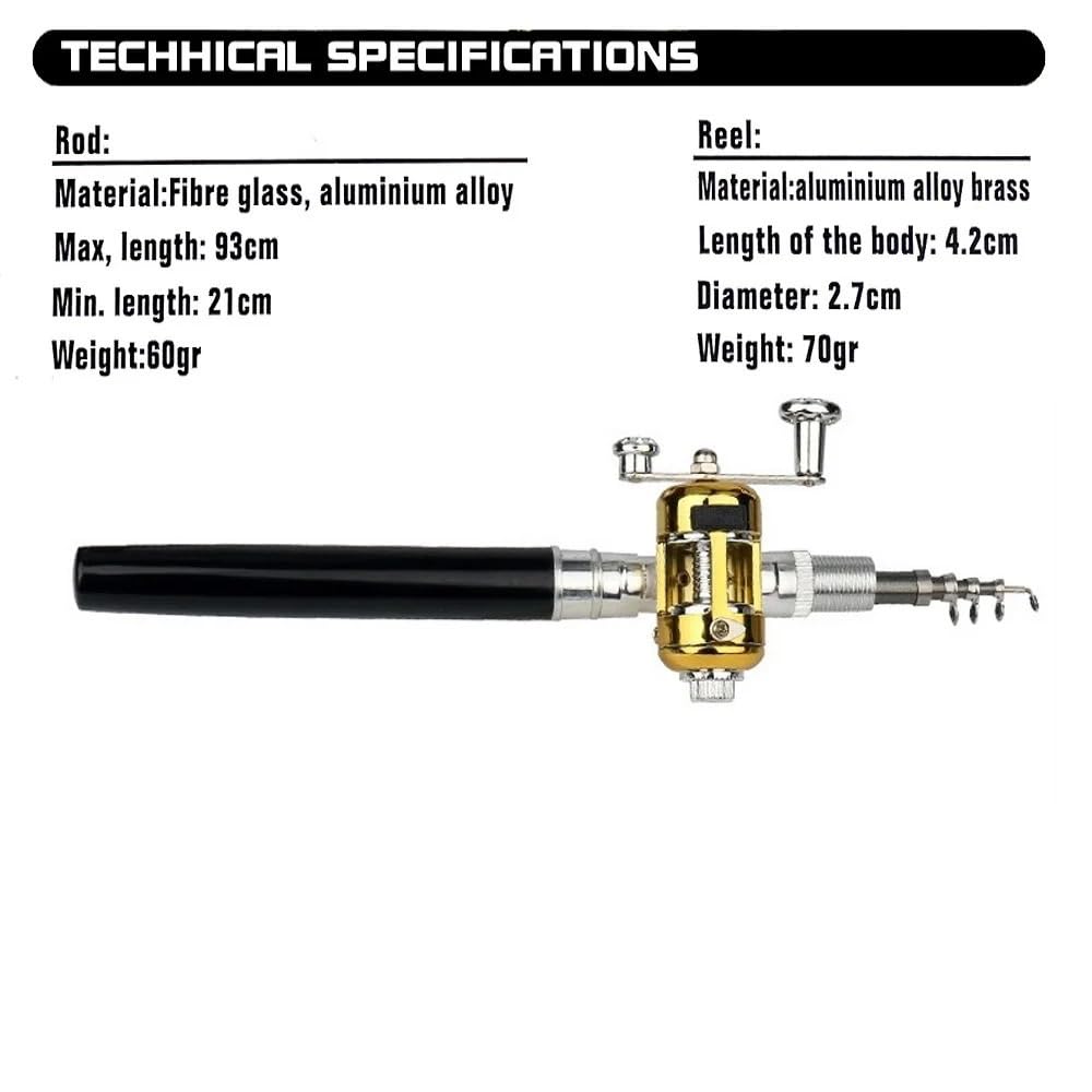 wD7rE5bm6z Canna da Pesca Canna da Pesca telescopica con Mulinello, Set da 96 cm, Canna da Pesca for Piccoli Pesci e Mulinello. Attrezzatura da Pesca.