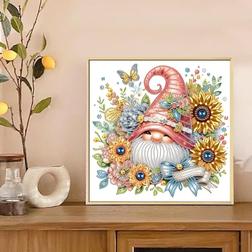 Image of Diamond Art Painting Kits, 5D Special Shape, 12x12inch, Sunflower Gnome | For Adults, For Beginners, Crystal Rhinestones, Home Wall Decoration Gift