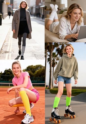 Image of Zando Slouch Socks for Women - 80s 90s Knee High Scrunch Socks Soft Long Stacked Boot Sock Warm Winter Sock Daily Wear