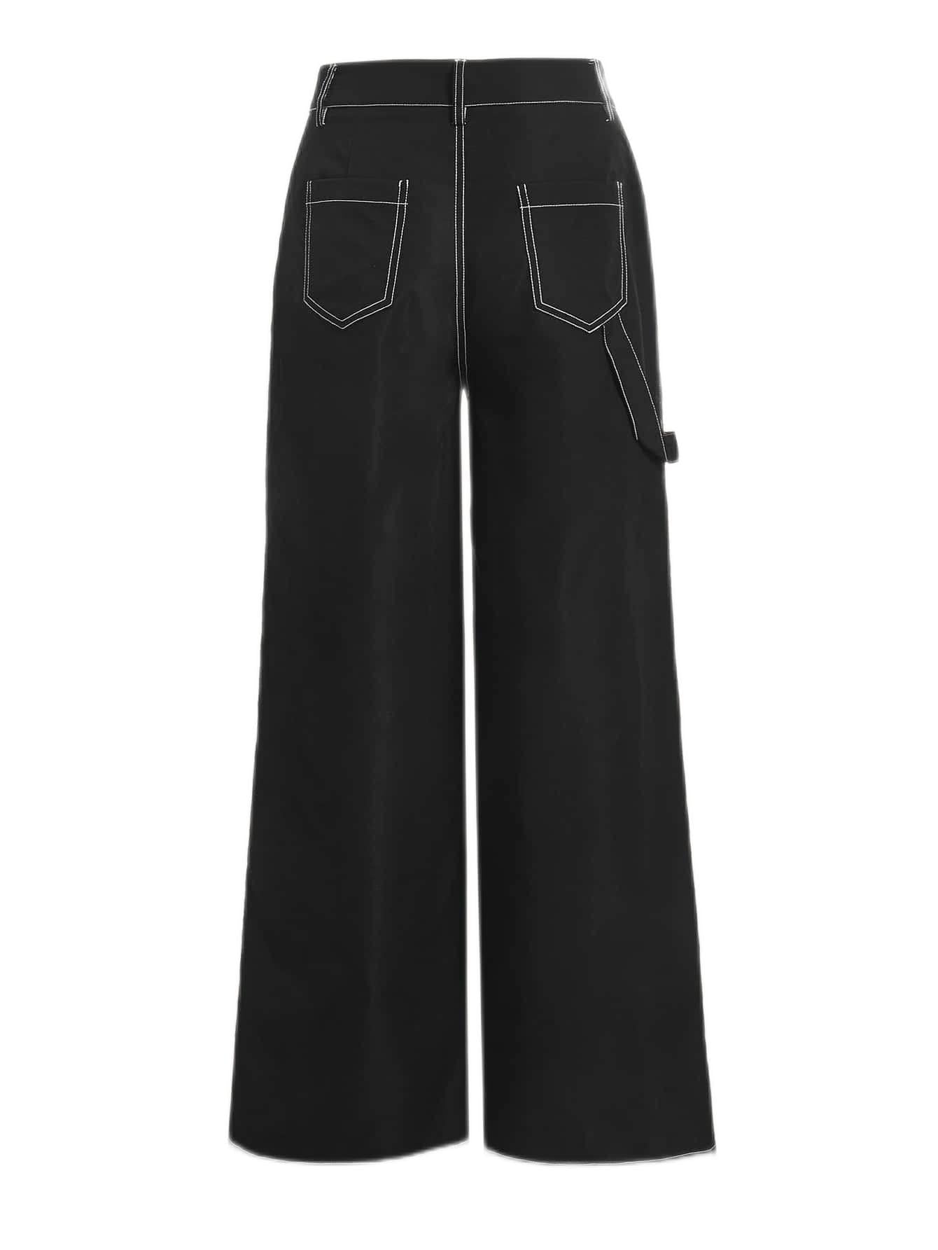 Pants for Women High Waist Top-Stitching Wide Leg Pants